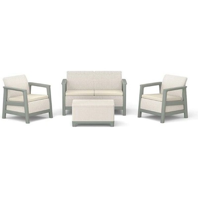 Keter Scandi set dvojmiestna pohovka + 2 kreslá + úložný stolík béžovo sivý 264036