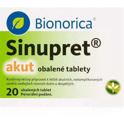 Sinupret Sinupret Akut 160mg obalené tablety při zánětu v nosních dutinách a dýchacích cestách 20 tbl