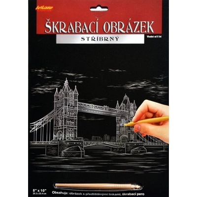 CREATOYS Škrabací obrázek stříbrný tower bridge