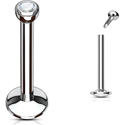 Šperky Eshop labret z chirurgické oceli do brady a rtu čirý zirkon W27.05