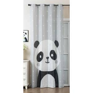Дрейпари БГ Детска Завеса Панда /Seoul Collection с ленена текстура 245х140 см , плюс коланче, с вградени метални халки за тръбен корниз, код-2024120-007 (2024120-007)