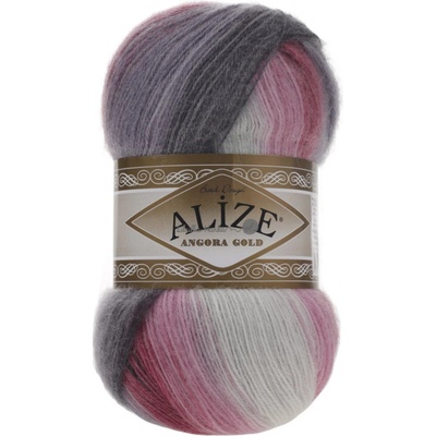 Alize Angora gold batik 1602 růžovo-černo-světlá