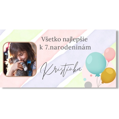 Personal Narodeninový banner s fotkou - Pastel birthday Rozmer banner: 130 x 65 cm