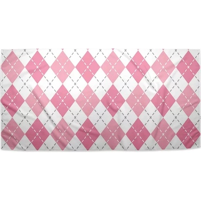 Sablio Ručník s potiskem Růžové a bílé kosočtverečky 50 x 100 cm
