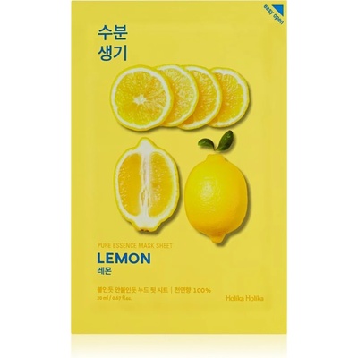 Holika Holika Pure Essence Lemon платнена маска с омекотяващ и освежаващ ефект с витамин С 20ml