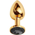 Sensual Метално дилдо Butt Plug "GOLD CRYSTAL BLACK" 9 см. Размер - L