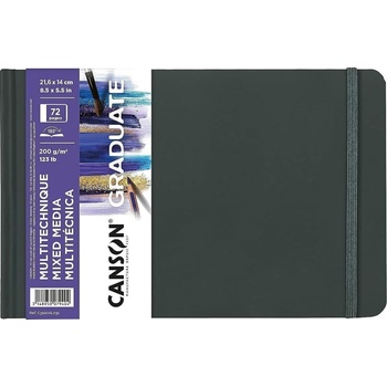 Canson Book Hardbound Short Side Graduate White Mixed Media Скицник 36 21, 6 x 14 cm 200 g Пейзаж (C31200L031)