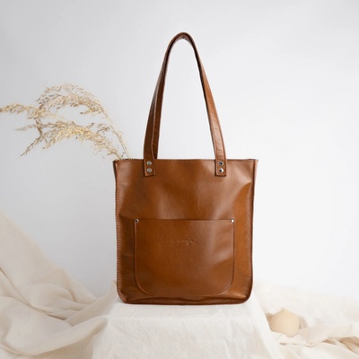 Ammyla kožená kabelka Vera style brandy hnedá Crossbody s popruhom
