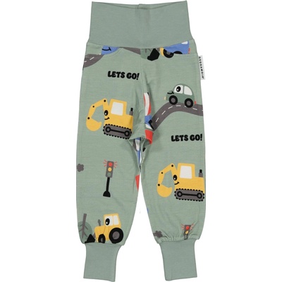 Geggamoja Bambusové dětské rostoucí kalhoty Green tractor