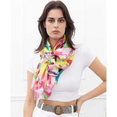 Classic Scarf šála kolem krku s rozpitými divokými květy efekt malby pléd nebo štola růžová