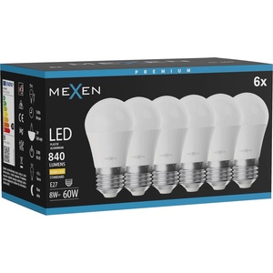 Mexen Nova 6x LED крушка E27, G45, 8W, Топла - 3000K, 840 lm - L101-E27-0830-01x06 (L101-E27-0830-01x06)