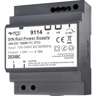 Napájecí zdroj na DIN lištu, 24V, 100W, 4.16A, IP20, pro rozvaděče (stabilizované napětí)