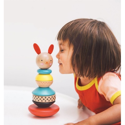 Petit collage bunny stacking toy uni