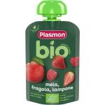 PLASMON Био плодова закуска Plasmon - Пауч с ябълка и ягода, 6 м+, 100 g (0809) - ozone