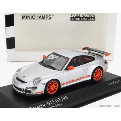 Minichamps Porsche 911 997 Gt3 Rs Coupe 2006 Stříbrná Oranžová 1:43