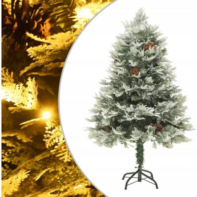 vidaXL Osvetlený vianočný stromček so šiškami, zelený 150 cm, PVC a PE
