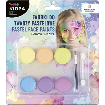 KIDEA Farby na tvár pastelové 6 farieb + štetec sada