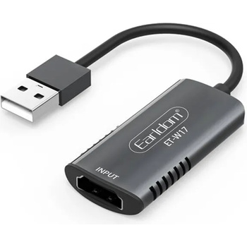 Earldom Външна Capture карта Earldom ET-W17, USB, HDMI, Full HD, Сив - 40233