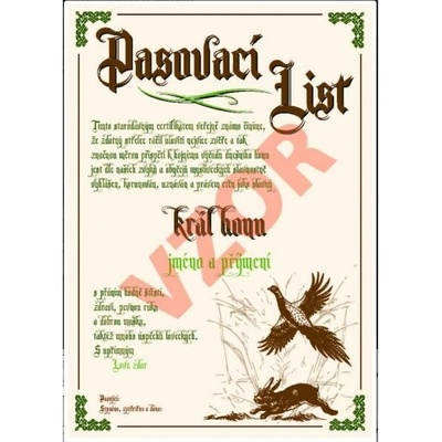 Pasovací list krém Král honu A4