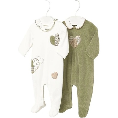 Mayoral Комплект плюшени гащеризончета Mayoral - Бял/зелен, 2 броя, 1-2 м (15-02702-085-1-2)