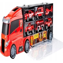 Majlo Toys Nákladní auto s autíčky, helikoptérou a skluzavkou Fire Truck II