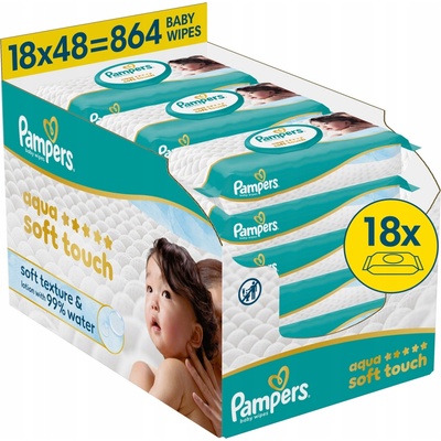 Pampers Aqua Soft Touch čistící ubrousky 18 x 48 ks
