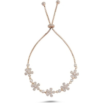 Olivie stříbrný květinový náramek rose 3825