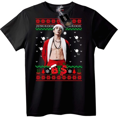 NOONEBRAND Тениска BTS Джунгкук Коледна - 7XL, White