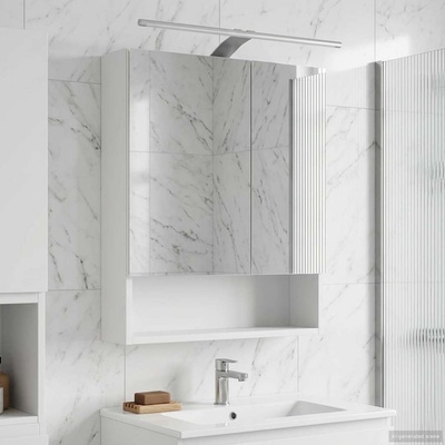 vidaXL Шкаф с огледало за баня Бяло 50 x 14, 5 x 70 см Инженерно дърво (889207)