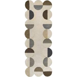Flair Rugs Сиво-бежова ръчно изработена вълнена пътека 80x230 cm Mia Scallop Frame - Flair Rugs (503119380177)