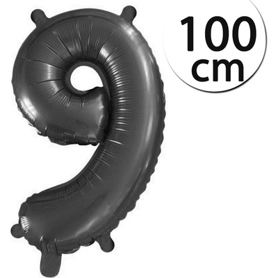 FUN RAG 9Black 215197 Héliový balón fóliový číslo 9 čierna 100 cm