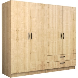 TopMebel Четирикрилен гардероб Victoria TopMebel от меламин в цвят дъб 200x60x181cm - topmebel - 695,59 лв