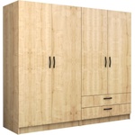 TopMebel Четирикрилен гардероб Victoria TopMebel от меламин в цвят дъб 200x60x181cm - topmebel - 741,96 лв