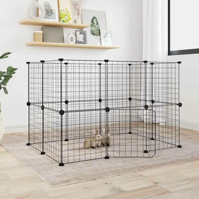 vidaXL 20panelová ohrádka pro zvířata s dvířky černá 35 x 35 cm ocel 9799.3114037