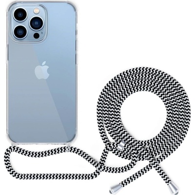 Púzdro Epico transparentné so šnúrkou iPhone 13 mini - čierno-biele