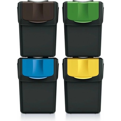 Sortibox Súprava 4 odpadkových košov recyklovane čierny, 4 x 20 L