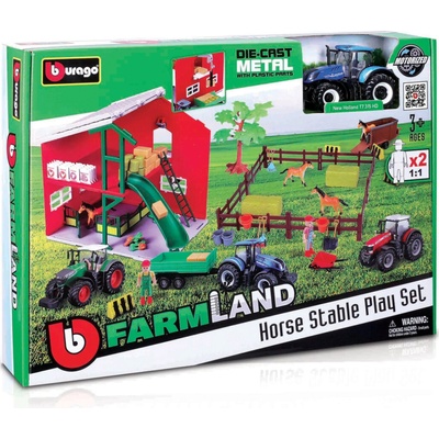 Bburago Farmland Konska stajňa s traktorom