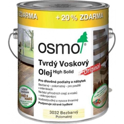Osmo 3062 Tvrdý voskový olej Originál 0,125 l Bezfarebný matný