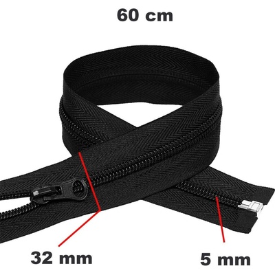 Zip spirálový Dělitelný Černý 32 mm délka 60 cm