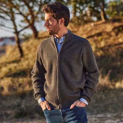 Blancheporte sveter na zips, 30 % vlna sivá antracitová