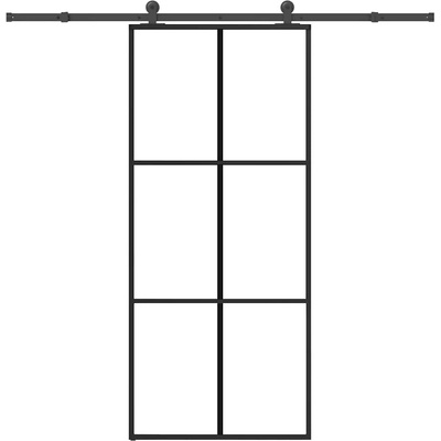 vidaXL Плъзгаща се врата с обков 90x205 см ESG стъкло и алуминий (3332819)
