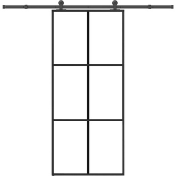 vidaXL Плъзгаща се врата с обков 90x205 см ESG стъкло и алуминий (3332819)