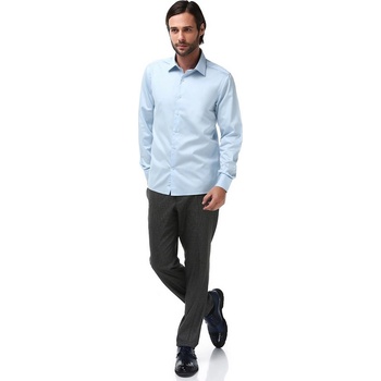Centone Мъжка риза от памучен сатен - Светло син #269187 (269187_Синьо)