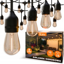 SmartLED LED Venkovní dekorační řetěz 15xE27/1W/230V 15,94 m IP44 černá 4534