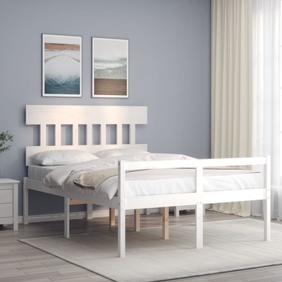 Petrashop 3195417 Postel s čelem pro seniory bílý / masivní dřevo