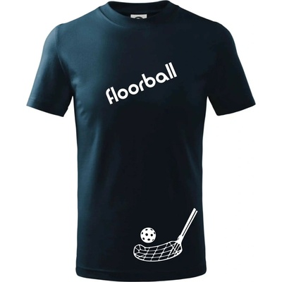 Floorball nápis šikmo tričko detské tmavomodrá