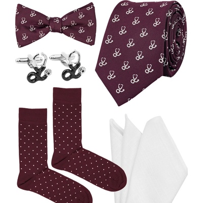 Bubibubi lékařská sada s kravatou a motýlkem vínová