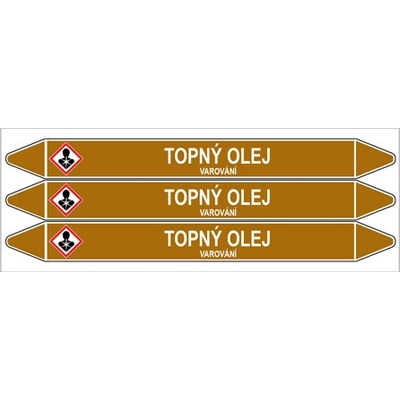 Značení potrubí, topný olej,3 ks, 355 × 37 mm PZ 008012