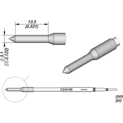 JBC C245168 – hrot pro tepelné děrování plastů Ø 3,1 mm