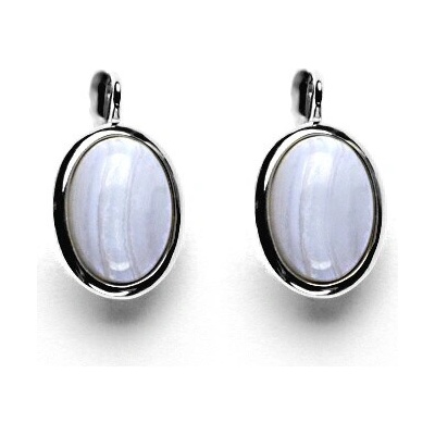 Čištín Stříbrné náušnice, přírodní kámen chalcedon - NK 1454